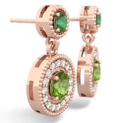 Emerald Halo Dangle 14K Rose Gold earrings E5319