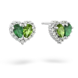 Emerald Halo 14K White Gold earrings E7008