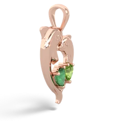 Emerald Dolphin Heart 14K Rose Gold pendant P5820