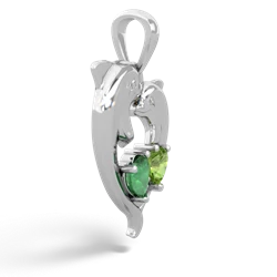 Emerald Dolphin Heart 14K White Gold pendant P5820