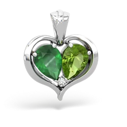 Emerald Two Become One 14K White Gold pendant P5330