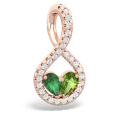 Emerald Pave Twist 'One Heart' 14K Rose Gold pendant P5360