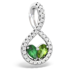 Emerald Pave Twist 'One Heart' 14K White Gold pendant P5360