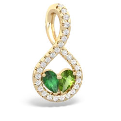 Emerald Pave Twist 'One Heart' 14K Yellow Gold pendant P5360