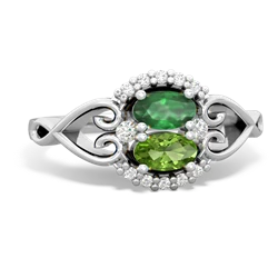 Emerald Love Nest 14K White Gold ring R5860