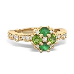 Emerald Sparkling Tiara Cluster 14K Yellow Gold ring R26293RD