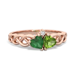 Emerald Heart To Heart Braid 14K Rose Gold ring R5870