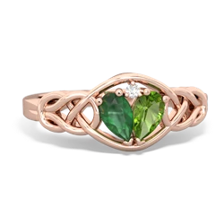 Emerald Celtic Love Knot 14K Rose Gold ring R5420