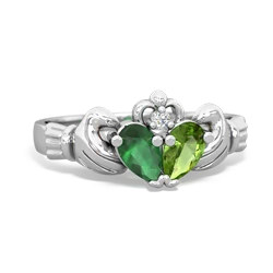 Emerald 'Our Heart' Claddagh 14K White Gold ring R2388