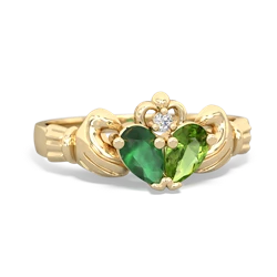 Emerald 'Our Heart' Claddagh 14K Yellow Gold ring R2388