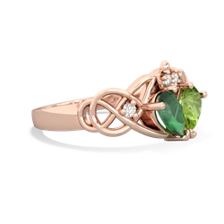 Emerald 'One Heart' Celtic Knot Claddagh 14K Rose Gold ring R5322