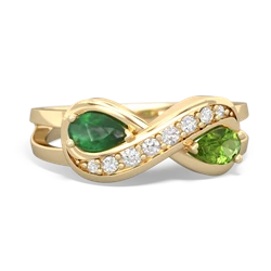 Emerald Diamond Infinity 14K Yellow Gold ring R5390