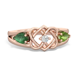 Emerald Hearts Intertwined 14K Rose Gold ring R5880