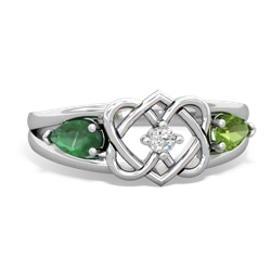 Emerald Hearts Intertwined 14K White Gold ring R5880