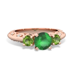 Emerald Art Deco Eternal Embrace Engagement 14K Rose Gold ring C2003