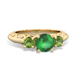 Emerald Art Deco Eternal Embrace Engagement 14K Yellow Gold ring C2003