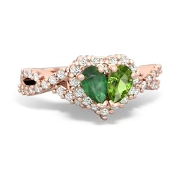 Emerald Diamond Twist 'One Heart' 14K Rose Gold ring R2640HRT