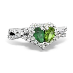 Emerald Diamond Twist 'One Heart' 14K White Gold ring R2640HRT