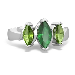 Emerald Three Peeks 14K White Gold ring R2433