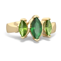 Emerald Three Peeks 14K Yellow Gold ring R2433