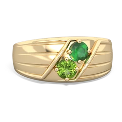 Emerald Men's Streamline 14K Yellow Gold ring R0460