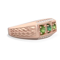 Emerald Three Stone Tire Tread Men's 14K Rose Gold ring R0520