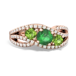 Emerald Three Stone Aurora 14K Rose Gold ring R3080