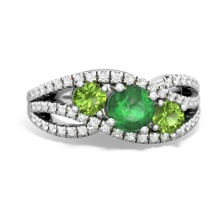 Emerald Three Stone Aurora 14K White Gold ring R3080