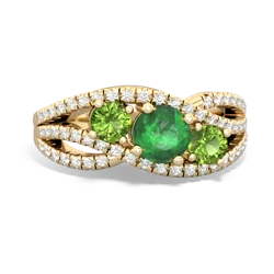 Emerald Three Stone Aurora 14K Yellow Gold ring R3080