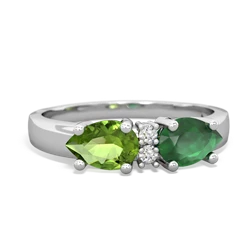 Emerald Pear Bowtie 14K White Gold ring R0865