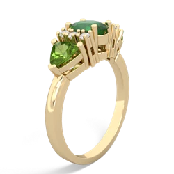 Emerald Antique Style Three Stone 14K Yellow Gold ring R2186