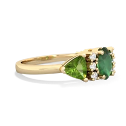 Emerald Antique Style Three Stone 14K Yellow Gold ring R2186