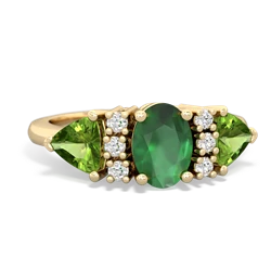 Emerald Antique Style Three Stone 14K Yellow Gold ring R2186