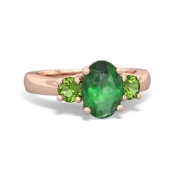 Emerald Three Stone Oval Trellis 14K Rose Gold ring R4024