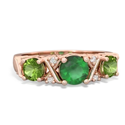 Emerald Hugs And Kisses 14K Rose Gold ring R5016