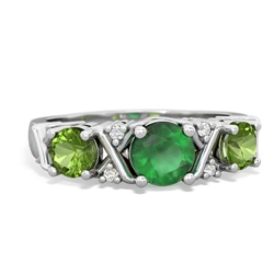 Emerald Hugs And Kisses 14K White Gold ring R5016