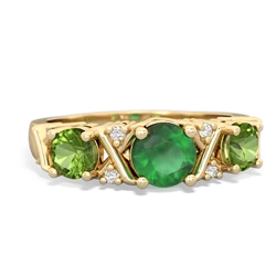 Emerald Hugs And Kisses 14K Yellow Gold ring R5016