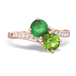 Emerald Channel Set Two Stone 14K Rose Gold ring R5303