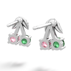 Emerald Sweet Cherries 14K White Gold earrings E7001