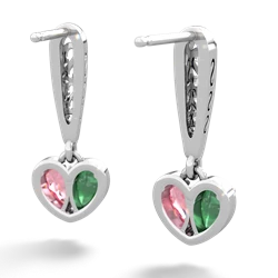 Emerald Filligree Heart 14K White Gold earrings E5070