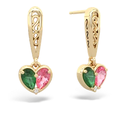 Emerald Filligree Heart 14K Yellow Gold earrings E5070