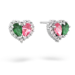 Emerald Halo 14K White Gold earrings E7008