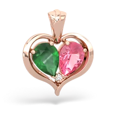 Emerald Two Become One 14K Rose Gold pendant P5330