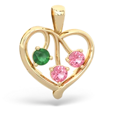 Emerald Glowing Heart 14K Yellow Gold pendant P2233