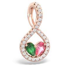 Emerald Pave Twist 'One Heart' 14K Rose Gold pendant P5360