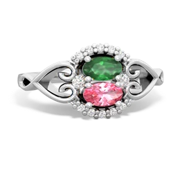 Emerald Love Nest 14K White Gold ring R5860