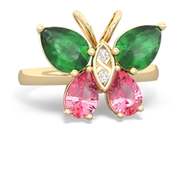 Emerald Butterfly 14K Yellow Gold ring R2215