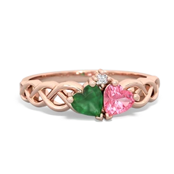 Emerald Heart To Heart Braid 14K Rose Gold ring R5870