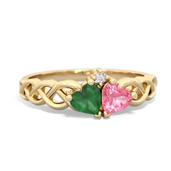 Emerald Heart To Heart Braid 14K Yellow Gold ring R5870