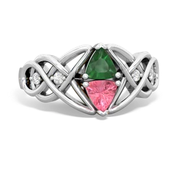 Emerald Keepsake Celtic Knot 14K White Gold ring R5300